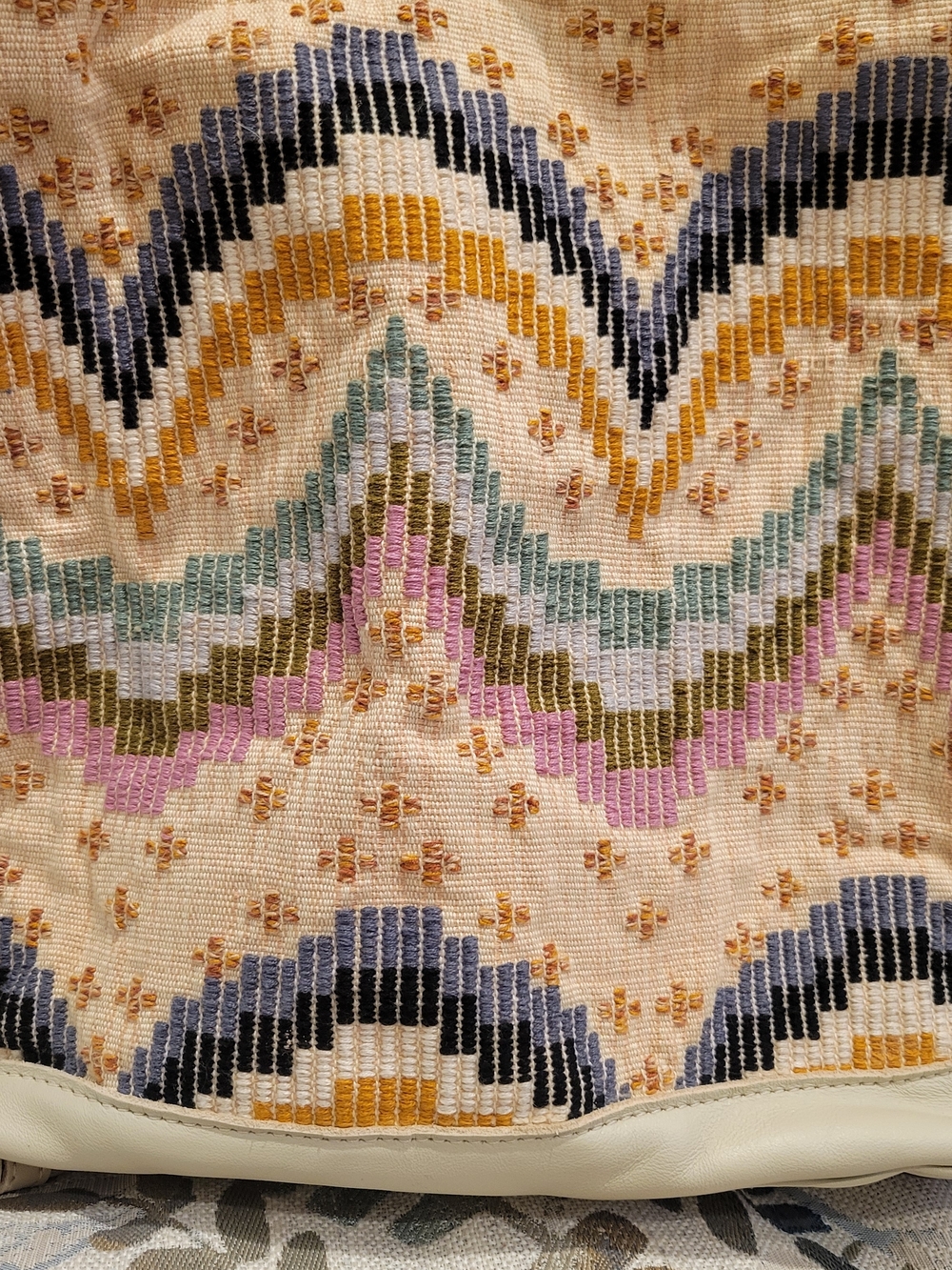 Nena & Co. Cream Tote with Multicolor Guatemalan  Huipil Textiles - Picture 9 of 11